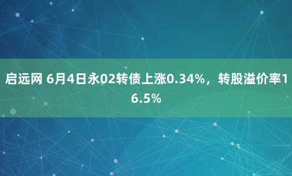 启远网 6月4日永02转债上涨0.34%，转股溢价率16.5%
